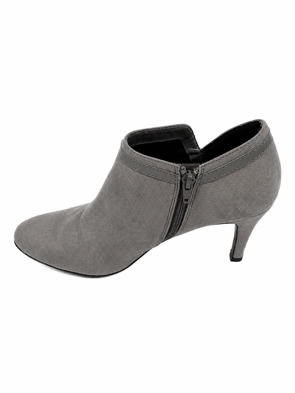 DexFlex Comfort Gray Faux Suede Heeled Ankle Booties Size 8M